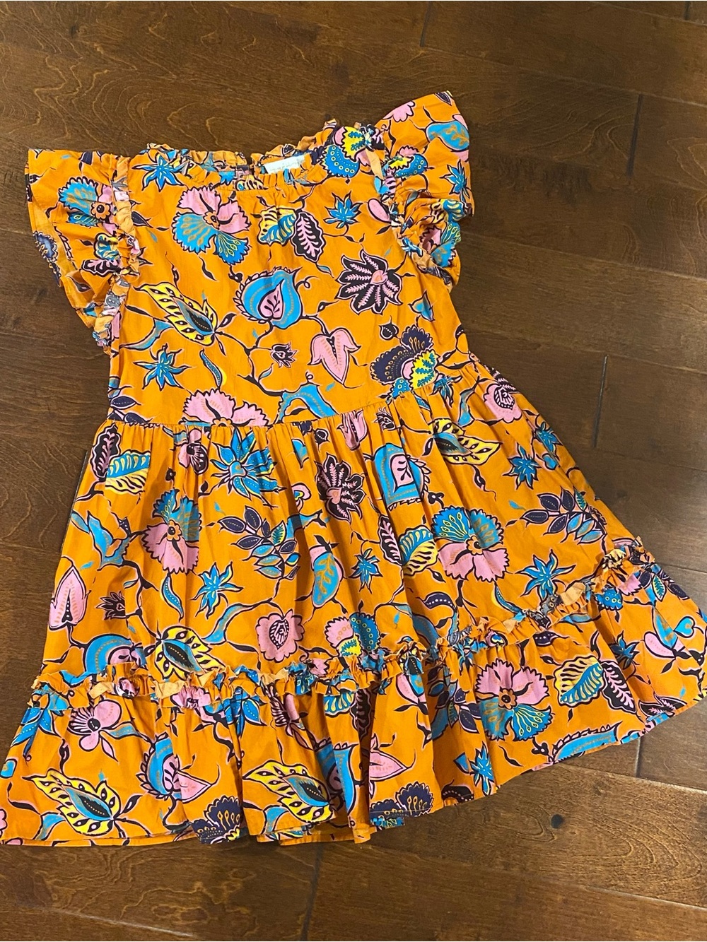 House of Harlow 1960 Orange Floral Ruffle Tiered Mini Dress - Size M